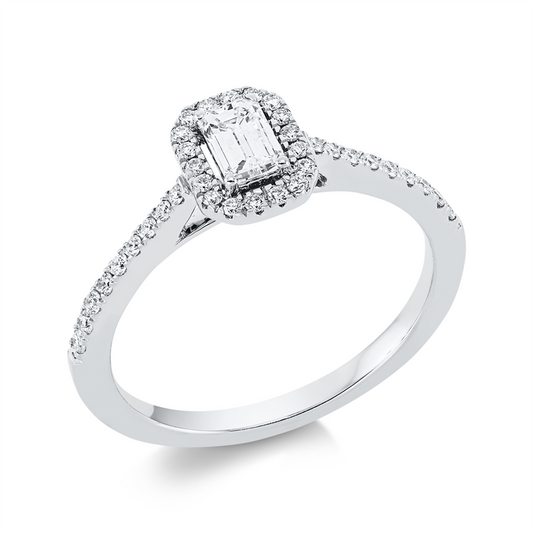 Ring 18 kt WG, 1 Sm.schliff 0,40 ct, TW-si, 36 Brill. 0,22 ct, TW-si
