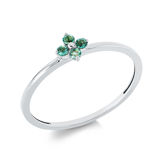 Ring 18 kt WG, 4 Smaragde 0,11 ct grün