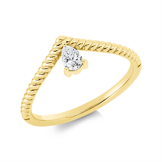 Ring 18 kt GG, 1 Tropfen 0,16 ct, TW-si