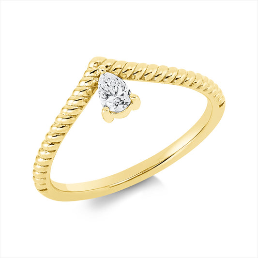 Ring 18 kt GG, 1 Tropfen 0,16 ct, TW-si
