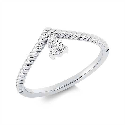 Ring 18 kt WG, 1 Tropfen 0,16 ct, TW-si