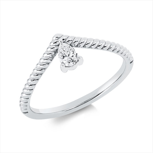 Ring 18 kt WG, 1 Tropfen 0,16 ct, TW-si