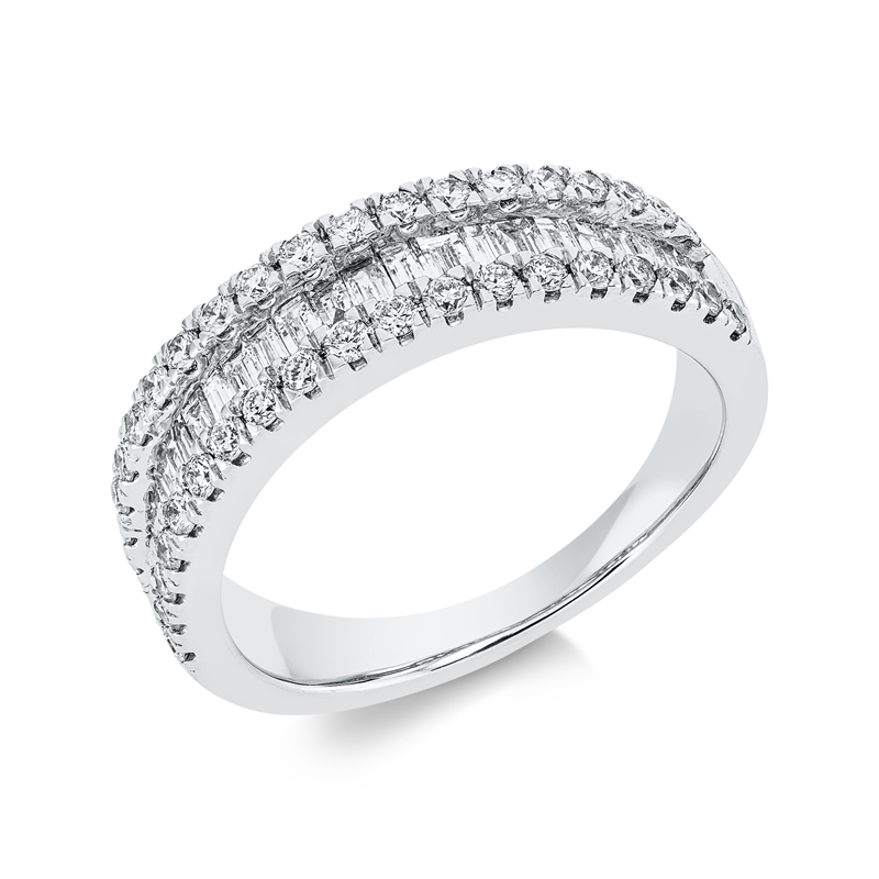 Ring 18 kt WG, 24 Bag. 0,53 ct, TW-si, 38 Brill. 0,47 ct, TW-si
