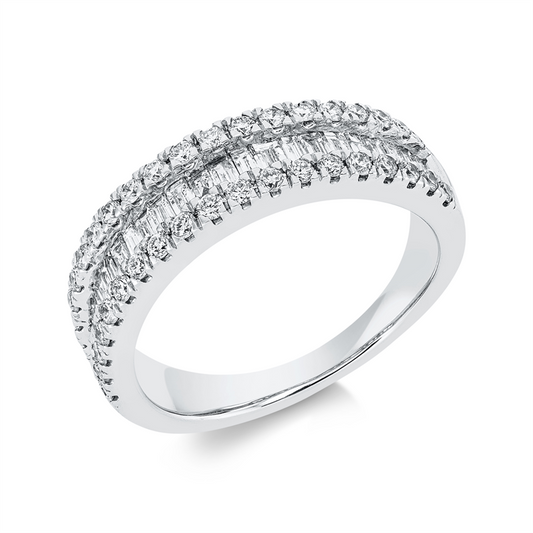 Ring 18 kt WG, 24 Bag. 0,53 ct, TW-si, 38 Brill. 0,47 ct, TW-si
