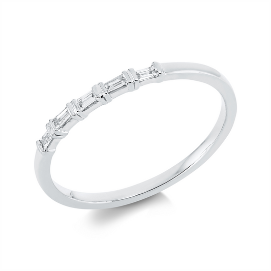 Ring 18 kt WG, 5 Bag. 0,07 ct, TW-si