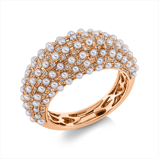 Ring 18 kt RG, 82 Brill. 0,22 ct, TW-si, 104 ZP weiß 1,6 mm