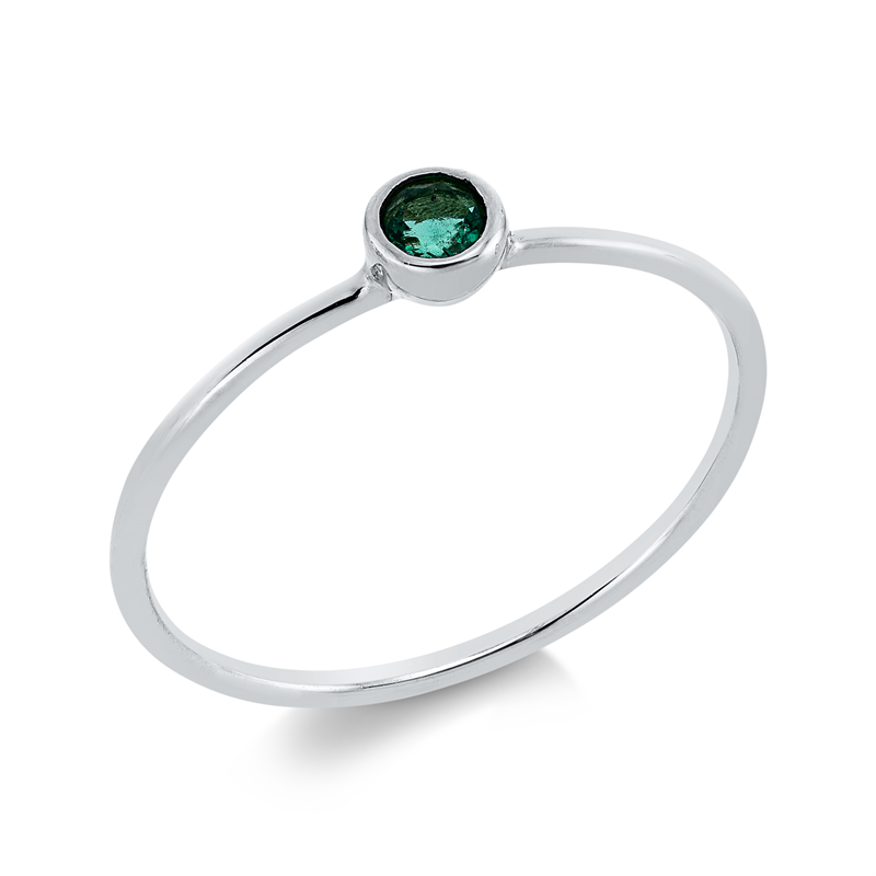 Ring 18 kt WG, 1 Smaragd 0,11 ct grün