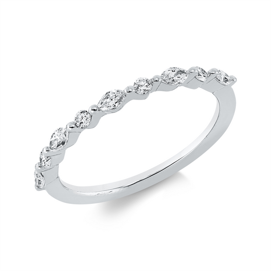 Ring 18 kt WG, 5 Nav. 0,17 ct, TW-vsi, 4 Brill. 0,09 ct, TW-vsi