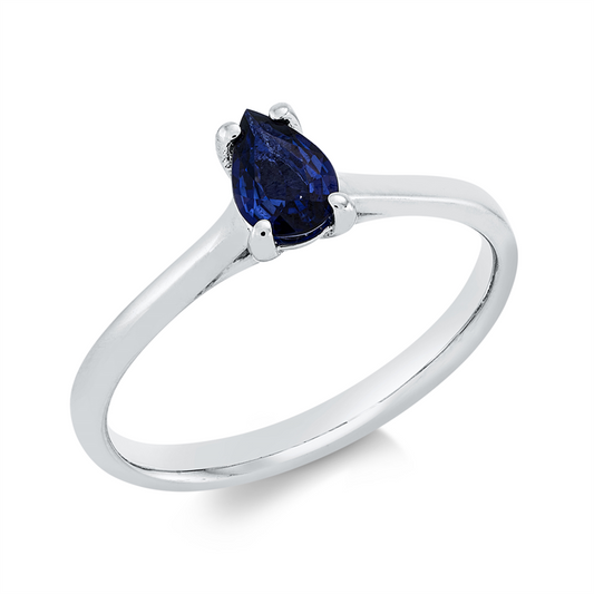 Ring 18 kt WG, 1 Saphir 0,37 ct blau