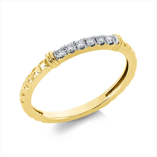 Ring 14 kt GG, Fassung rhodiniert, 6 Brill. 0,08 ct, TW-si