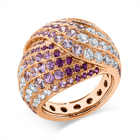 Ring 18 kt RG, 47 Brill. 1,87 ct, TW-vsi/si, 111 Saphire 3,05 ct pink