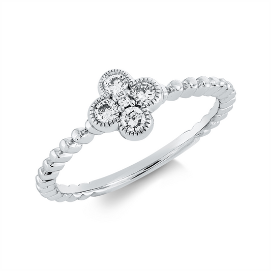 Ring 18 kt WG, 1 Brill. 0,01 ct, TW-si, 4 Brill. 0,22 ct, TW-si