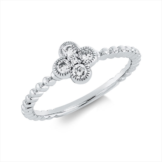Ring 18 kt WG, 1 Brill. 0,01 ct, TW-si, 4 Brill. 0,22 ct, TW-si