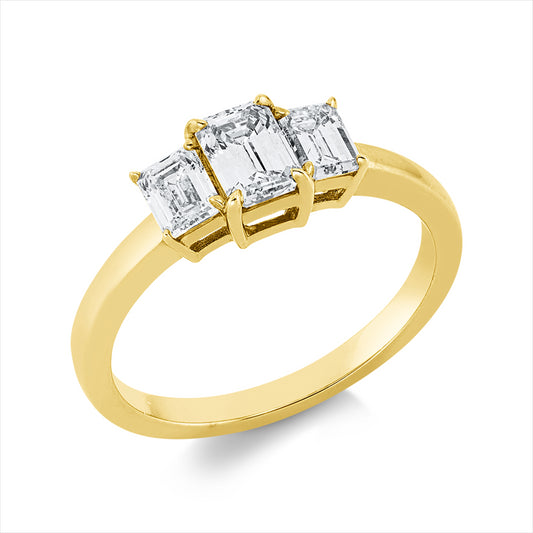 Ring 18 kt GG, 1 Sm.schliff 0,53 ct, TW-si, 2 Sm.schliff 0,52 ct, TW-si