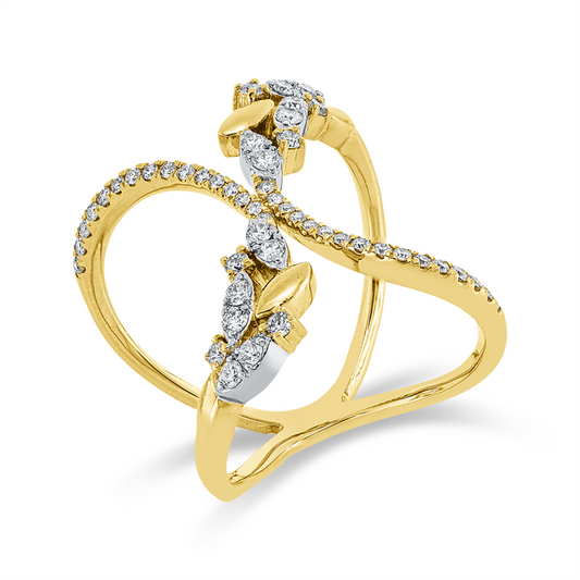 Ring 18 kt GG+WG, 50 Brill. 0,51 ct, TW-si
