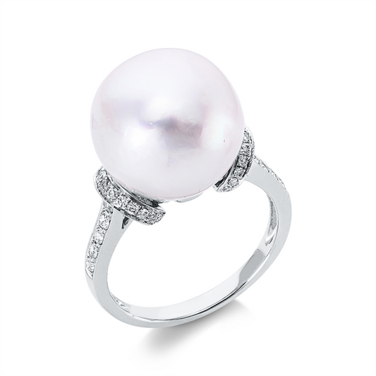 Ring 18 kt WG, 36 Brill. 0,32 ct, TW-vsi, 1 SS weiß 13,7 mm