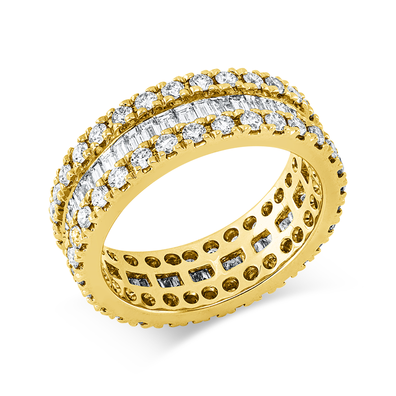 Ring 18 kt GG, 49 Bag. 1,25 ct, TW-si, 62 Brill. 1,33 ct, TW-si