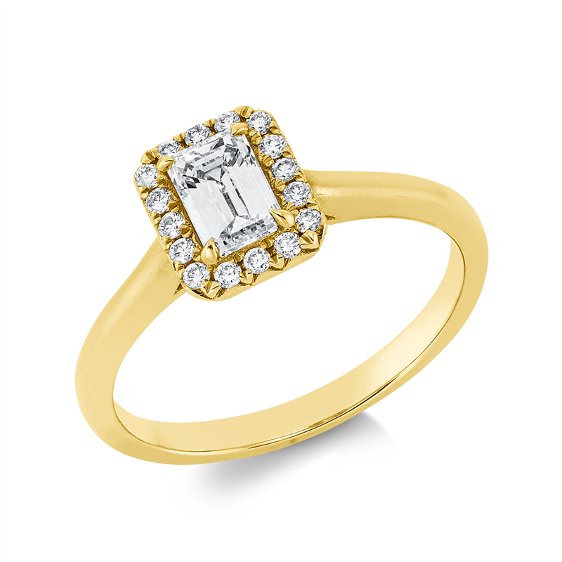 Ring 18 kt GG, 1 Sm.schliff 0,54 ct, TW-si, 16 Brill. 0,14 ct, W-si