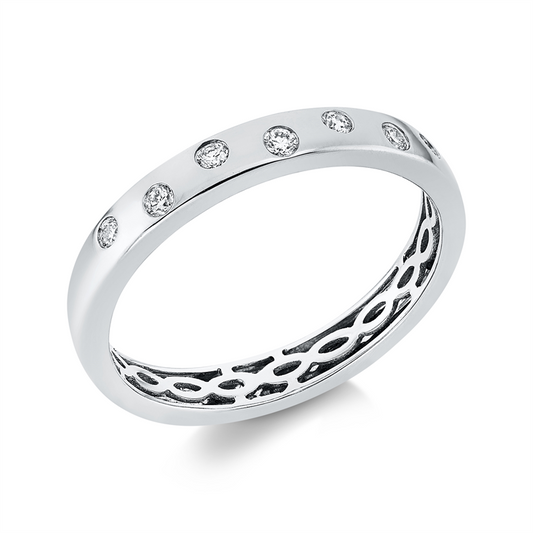 Ring 18 kt WG, 5 Brill. 0,09 ct, TW-si, 2 Brill. 0,02 ct, TW