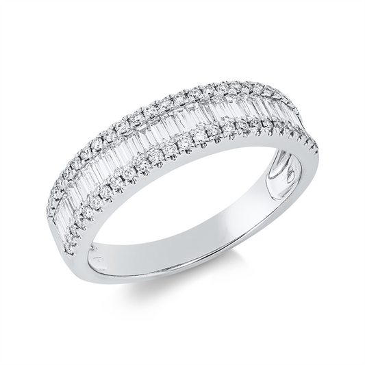 Ring 18 kt WG, 27 Bag. 0,50 ct, TW-si, 50 Brill. 0,24 ct, TW-si