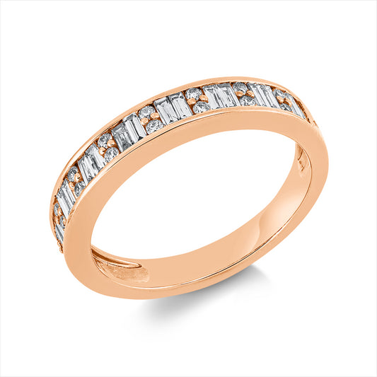 Ring 18 kt RG, 18 Bag. 0,35 ct, TW-si, 16 Brill. 0,15 ct, TW-si
