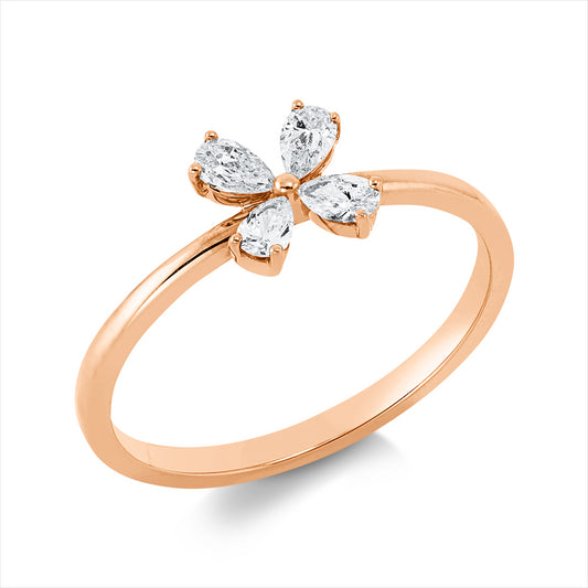 Ring 18 kt RG, 4 Tropfen 0,28 ct, TW-si