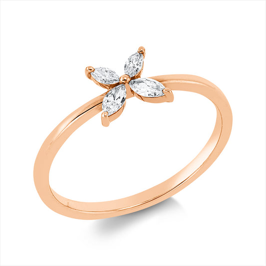 Ring 18 kt RG, 2 Nav. 0,10 ct, TW-si, 2 Nav. 0,06 ct, TW-si