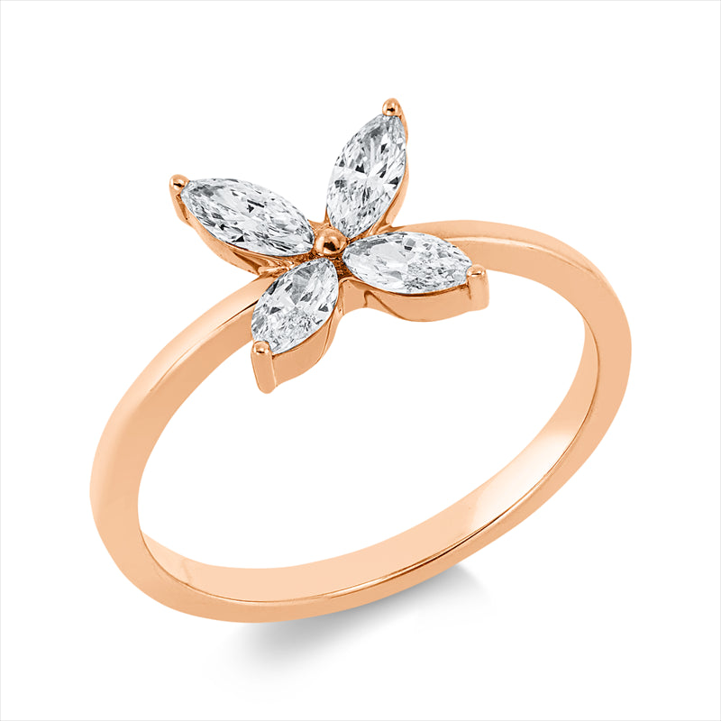 Ring 18 kt RG, 4 Nav. 0,48 ct, TW-si