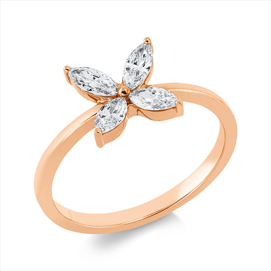 Ring 18 kt RG, 4 Nav. 0,48 ct, TW-si