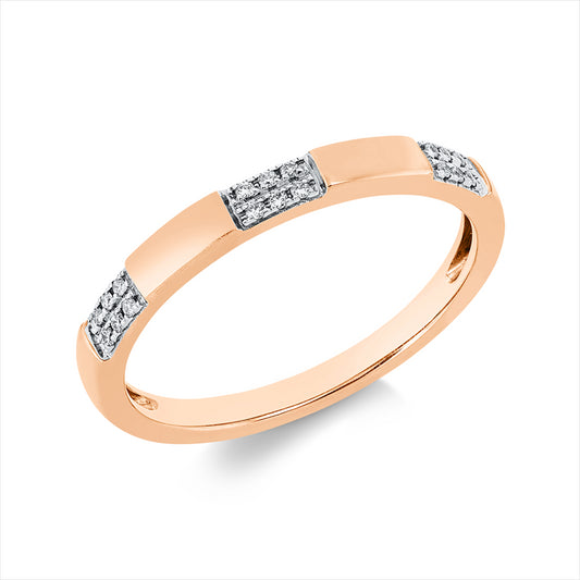 Ring 14 kt RG, Fassung rhodiniert, 18 Brill. 0,05 ct, TW-si
