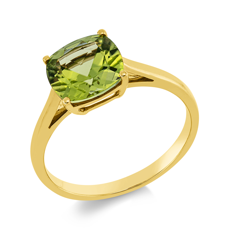 Ring 18 kt GG, 1 Peridot 2,50 ct grün