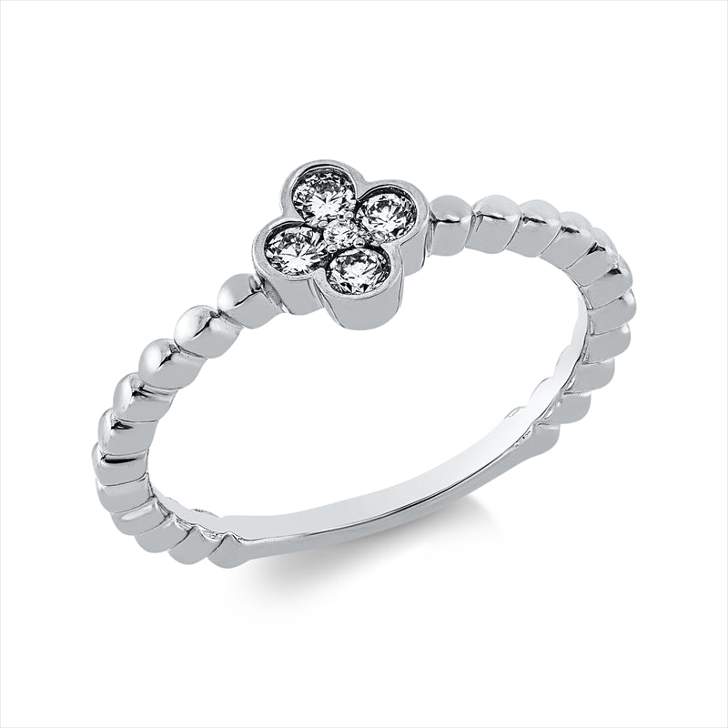 Ring 18 kt WG, 4 Brill. 0,18 ct, TW-si, 1 Brill. 0,01 ct, TW-si