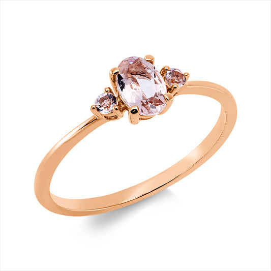 Ring 18 kt RG, 1 Morganit 0,40 ct, 2 Morganit 0,06 ct