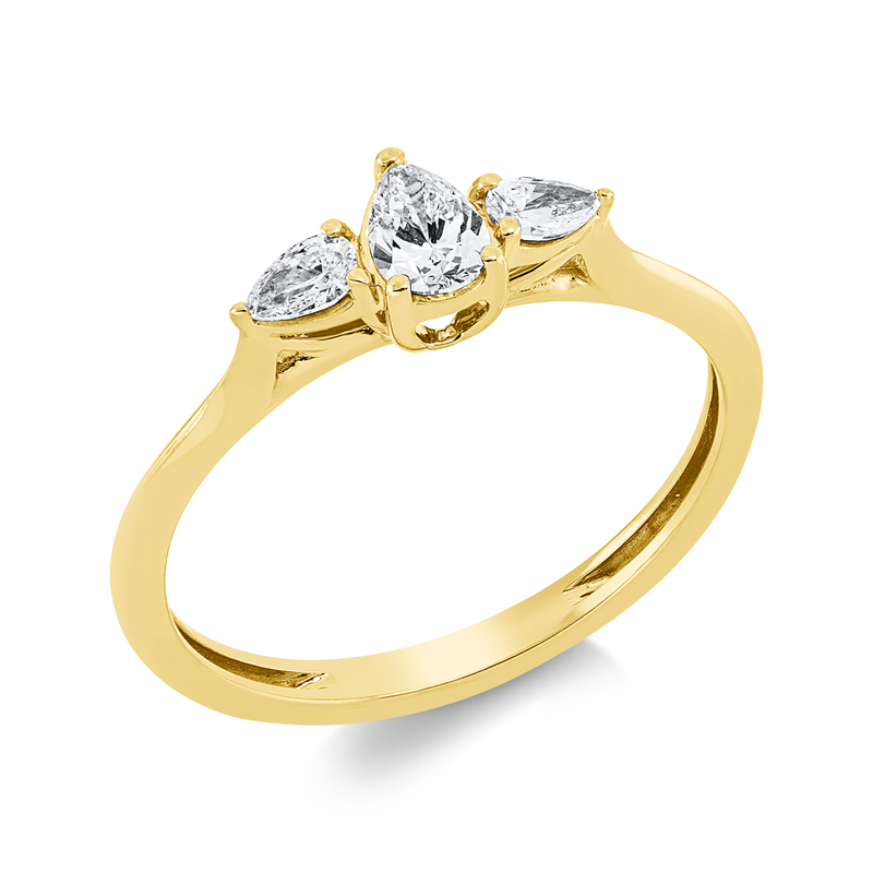 Ring 18 kt GG, 1 Tropfen 0,19 ct, TW-si, 2 Tropfen 0,14 ct, TW-si