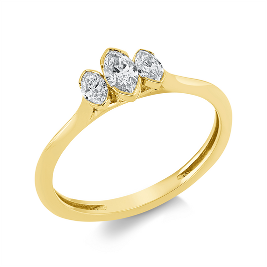 Ring 18 kt GG, 1 Nav. 1,18 ct, TW-si, 2 Nav. 0,14 ct, TW-si