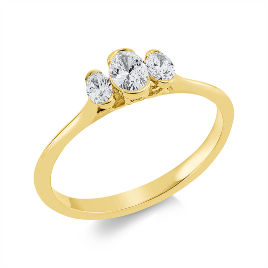 Ring 18 kt GG, 1 Oval 0,19 ct, TW-si, 2 Oval 0,16 ct, TW-si