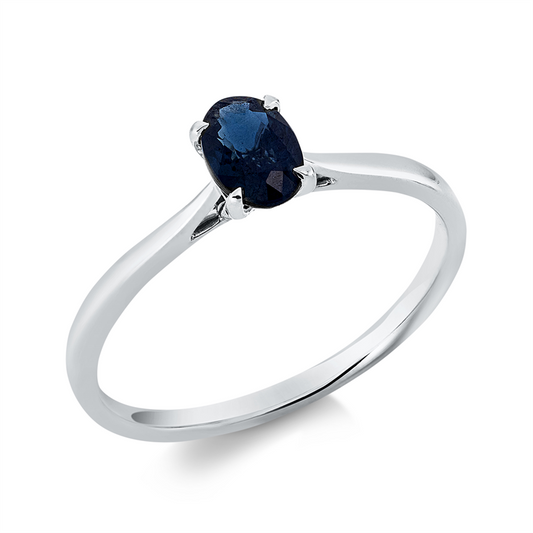 Ring 18 kt WG, 1 Saphir 0,58 ct blau
