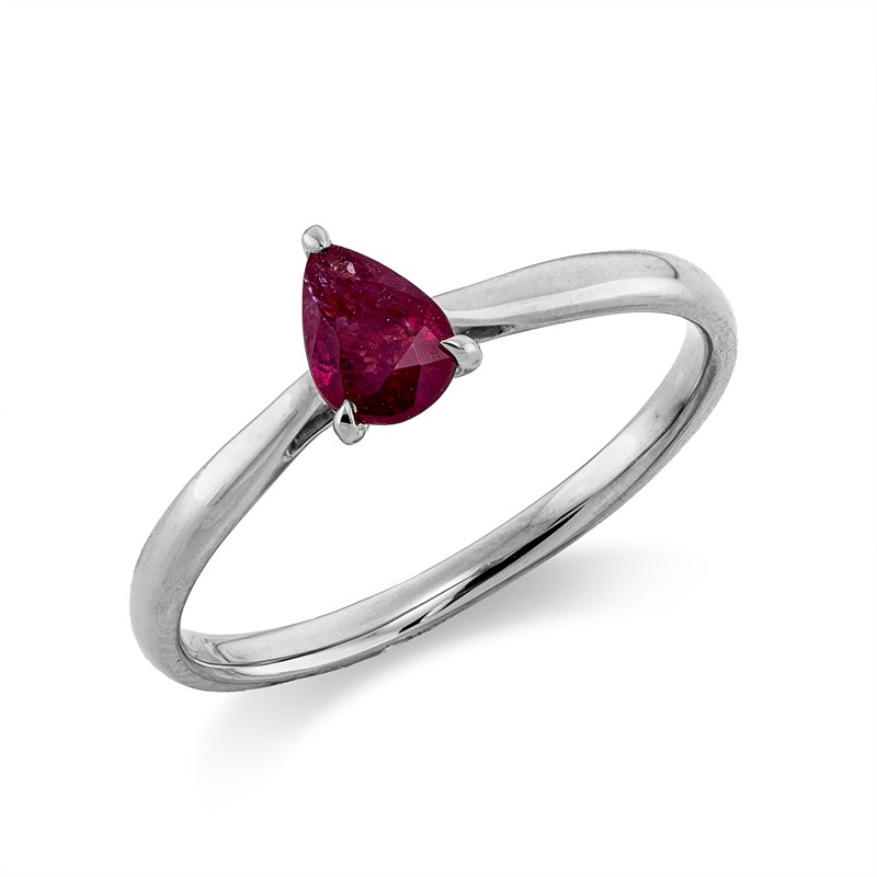 Ring 18 kt WG, 1 Rubin 0,42 ct rot