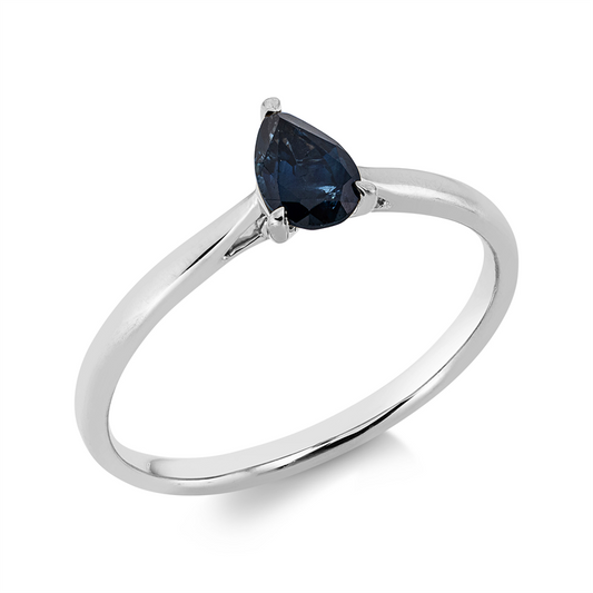 Ring 18 kt WG, 1 Saphir 0,47 ct blau