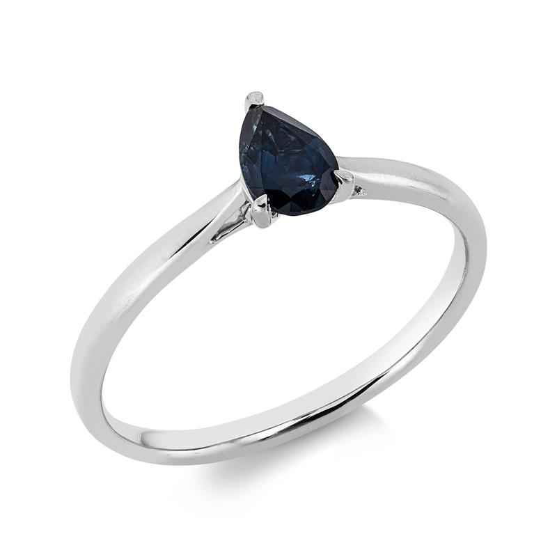 Ring 18 kt WG, 1 Saphir 0,47 ct blau