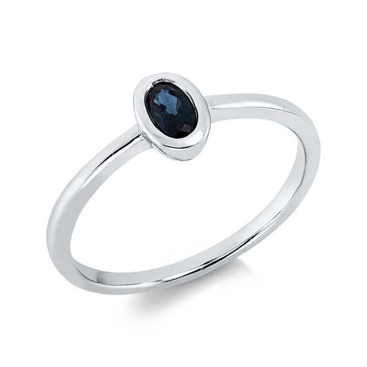Ring 18 kt WG, 1 Saphir 0,29 ct blau