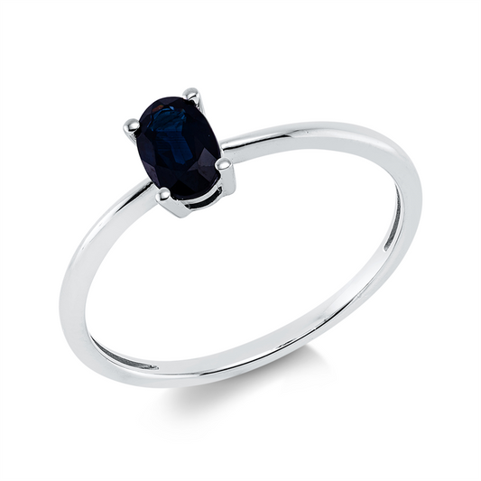 Ring 18 kt WG, 1 Saphir 0,48 ct blau