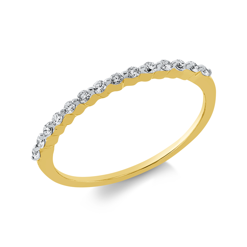 Ring 18 kt GG, Fassung rhodiniert, 14 Brill. 0,17 ct, TW-si