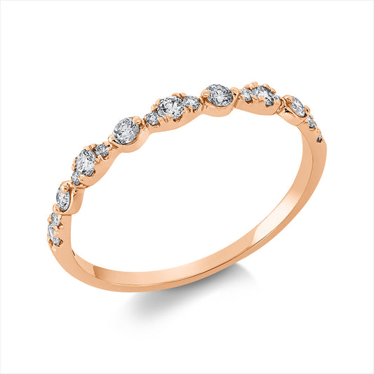 Ring 18 kt RG, Fassung rhodiniert, 17 Brill. 0,26 ct, TW-si