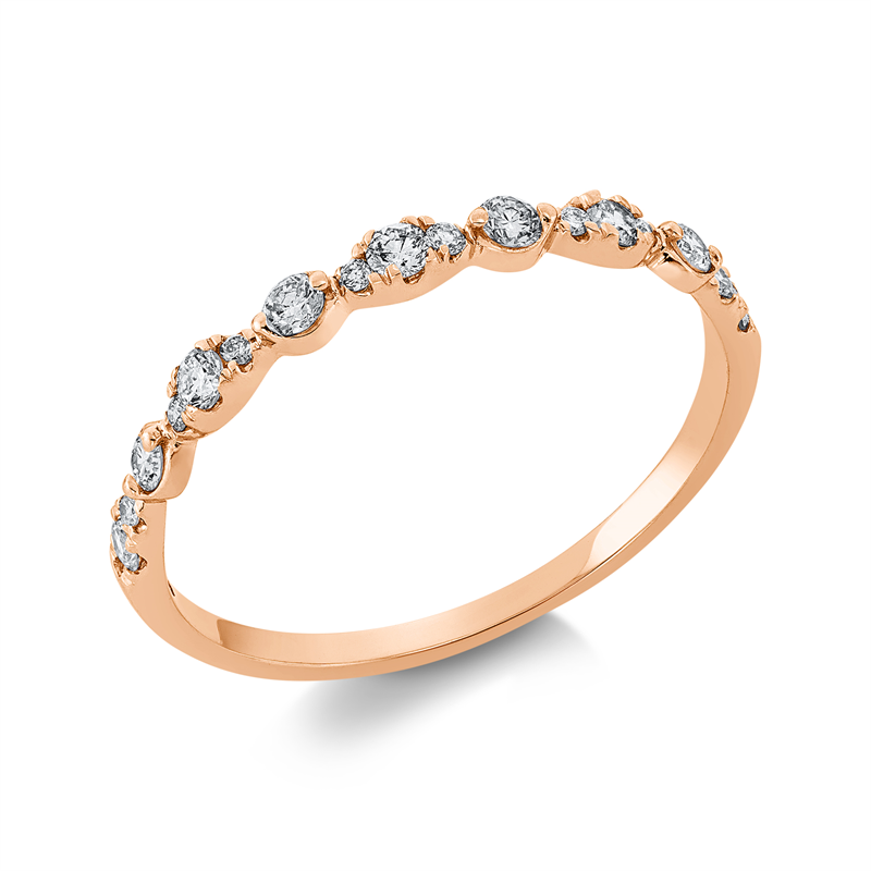 Ring 18 kt RG, Fassung rhodiniert, 17 Brill. 0,26 ct, TW-si