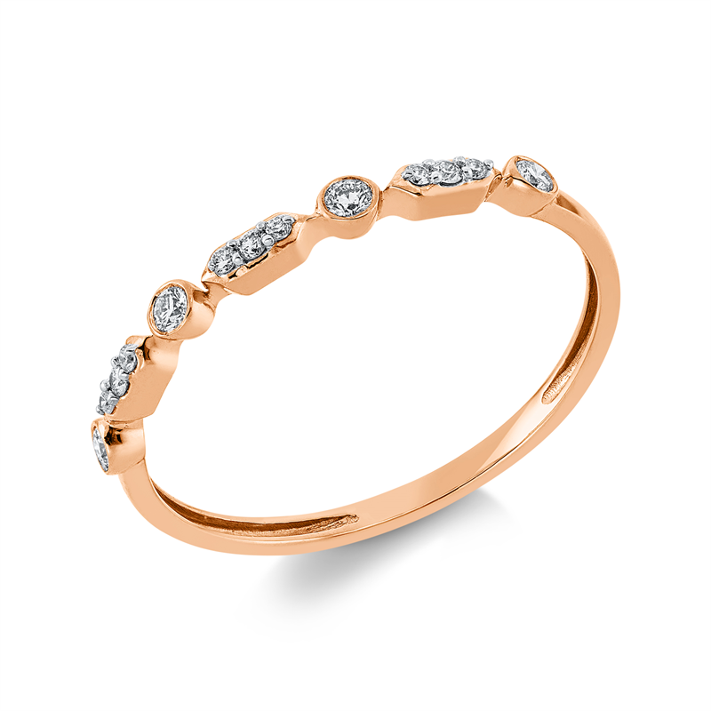 Ring 18 kt RG, Fassung rhodiniert, 13 Brill. 0,11 ct, TW-si
