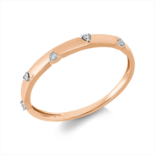 Ring 18 kt RG, Fassung rhodiniert, 5 Brill. 0,05 ct, TW-si