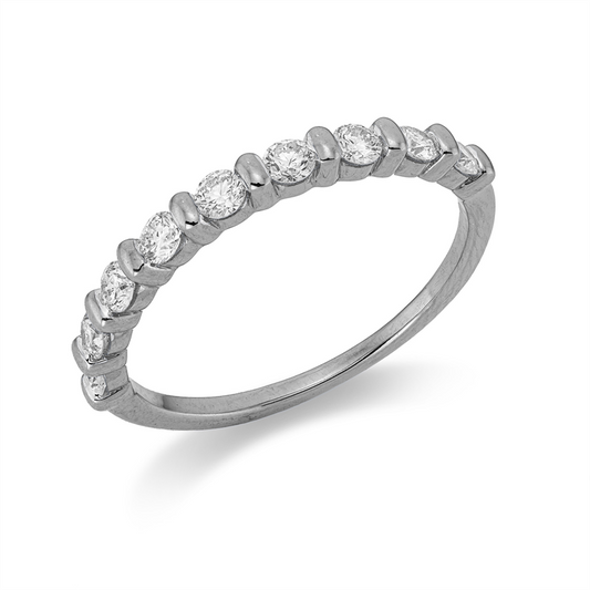 Ring 18 kt WG, 9 Brill. 0,51 ct, TW-si