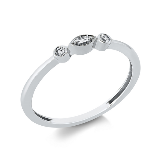 Ring 18 kt WG, 1 Bag. 0,03 ct, TW-si, 2 Brill. 0,03 ct, TW-si