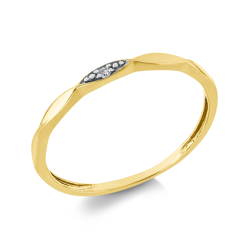 Ring 18 kt GG, Fassung rhodiniert, 1 Brill. 0,02 ct, TW-si